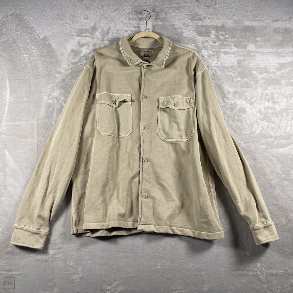 American Eagle Men's Shacket Shirt Button Up Neutral Casual‎ XL Tan